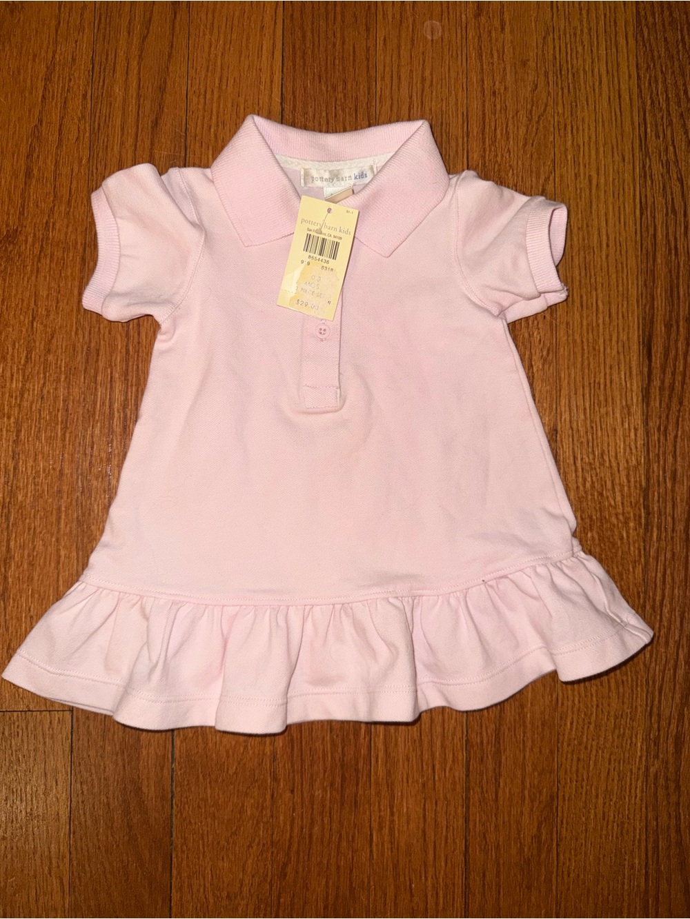 Pottery Barn Kids Light Pink Polo Ruffle Hem Top